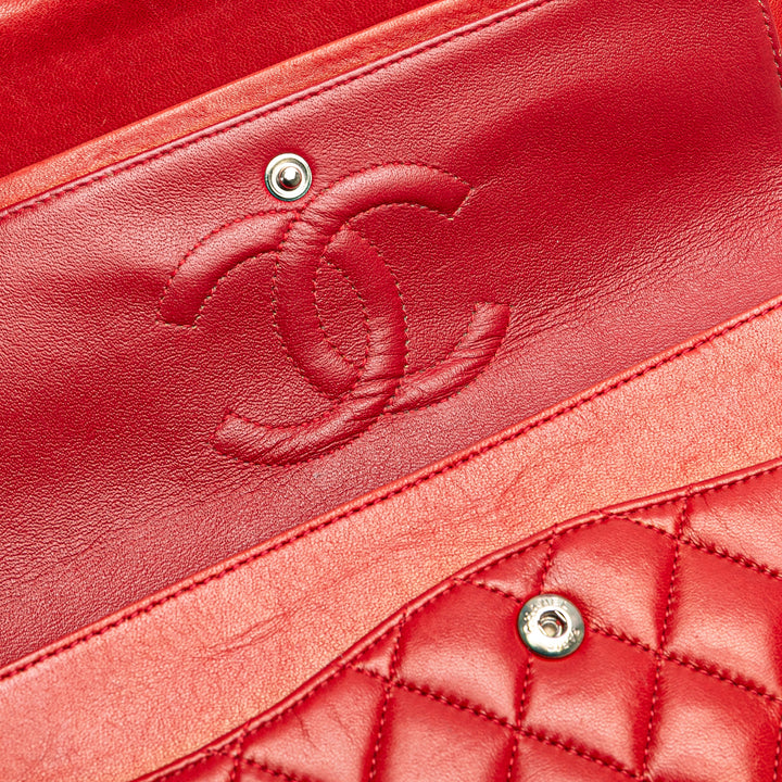 Medium Classic Lambskin Double Flap Red - Gaby Paris