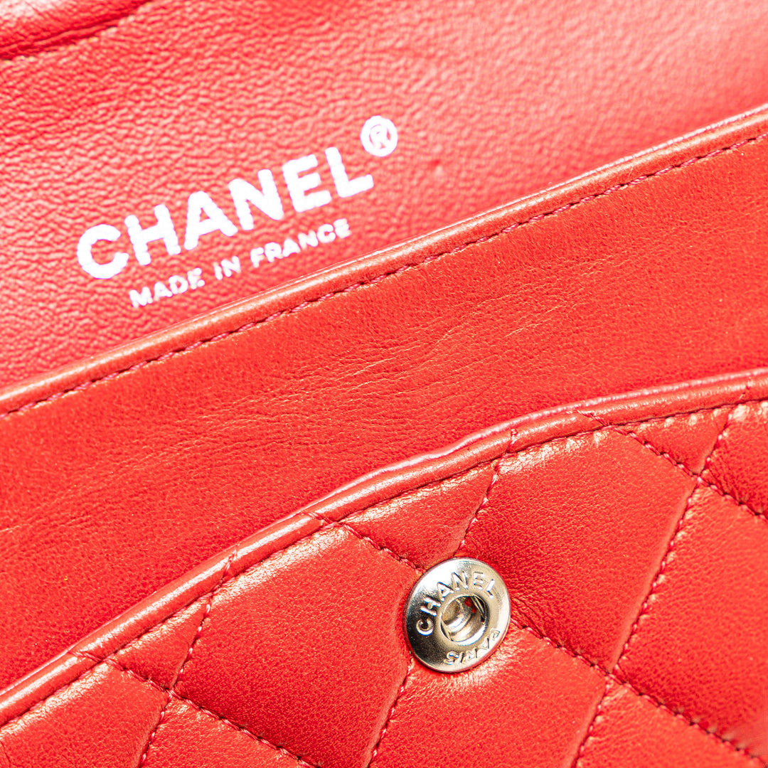Medium Classic Lambskin Double Flap Red - Gaby Paris