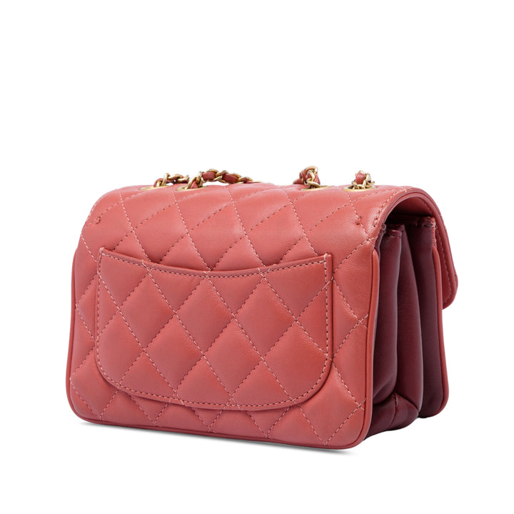 Matelassé Daily Companion à rabat Petit Cuir d'agneau Rose