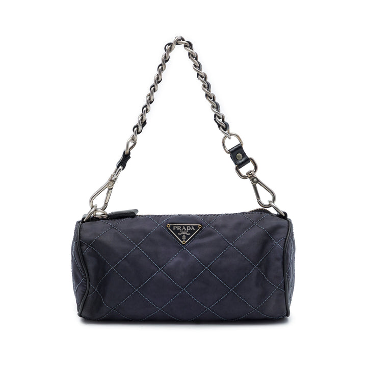 Prada Pochette Impuntu Barrel Tessuto Bleu – vue principale – GABY PARIS