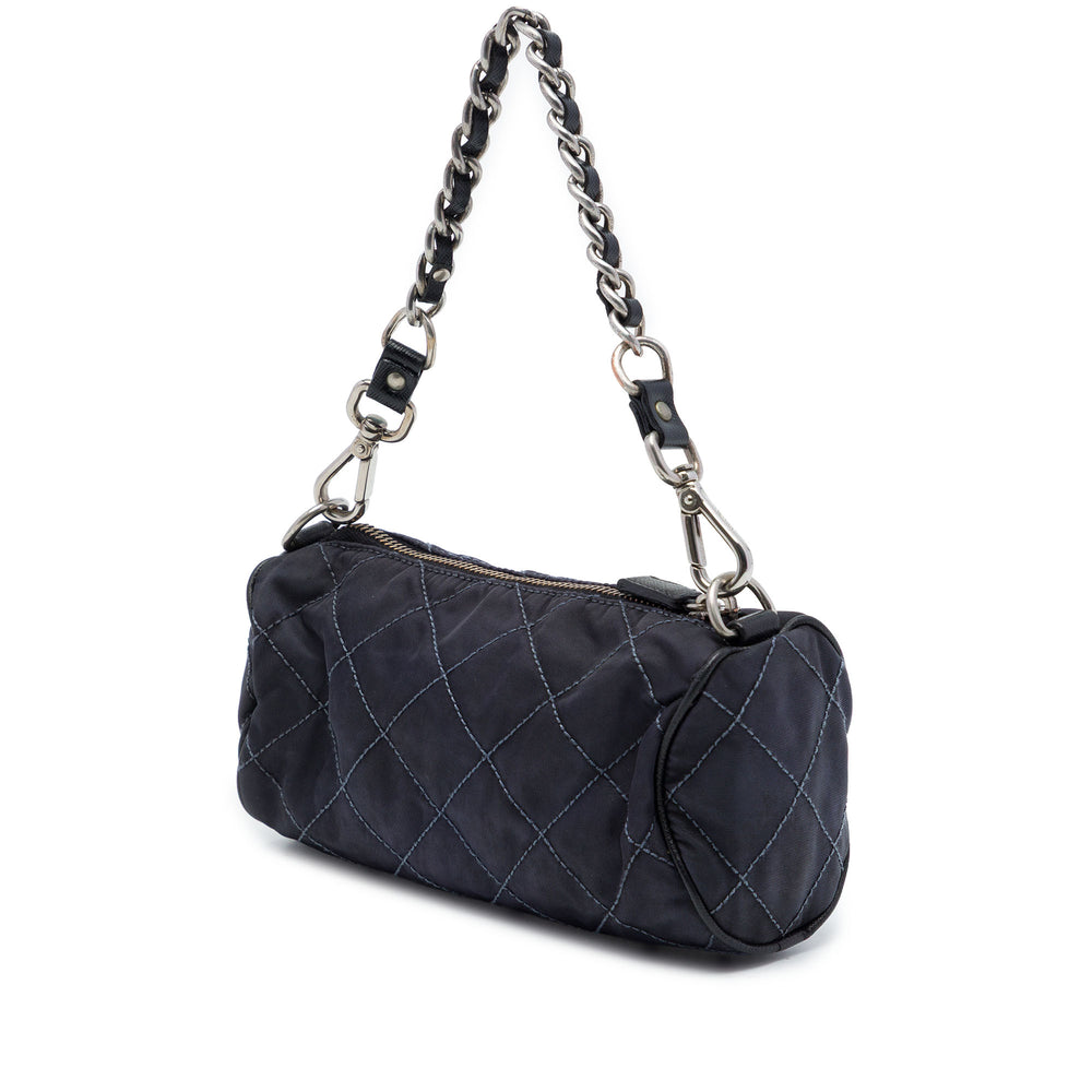 Prada Pochette Impuntu Barrel Tessuto Bleu – vue 2 – GABY PARIS