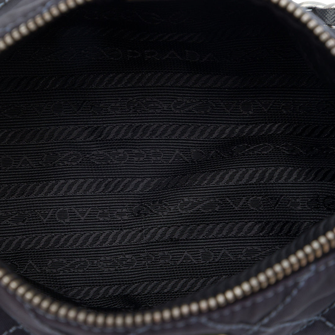 Prada Pochette Impuntu Barrel Tessuto Bleu – vue 4 – GABY PARIS