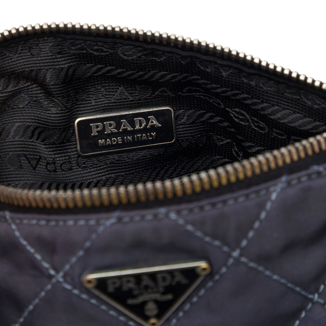 Prada Pochette Impuntu Barrel Tessuto Bleu – vue 5 – GABY PARIS