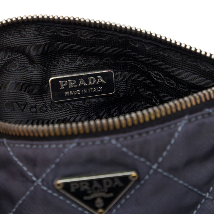 Prada Pochette Impuntu Barrel Tessuto Bleu – vue 5 – GABY PARIS