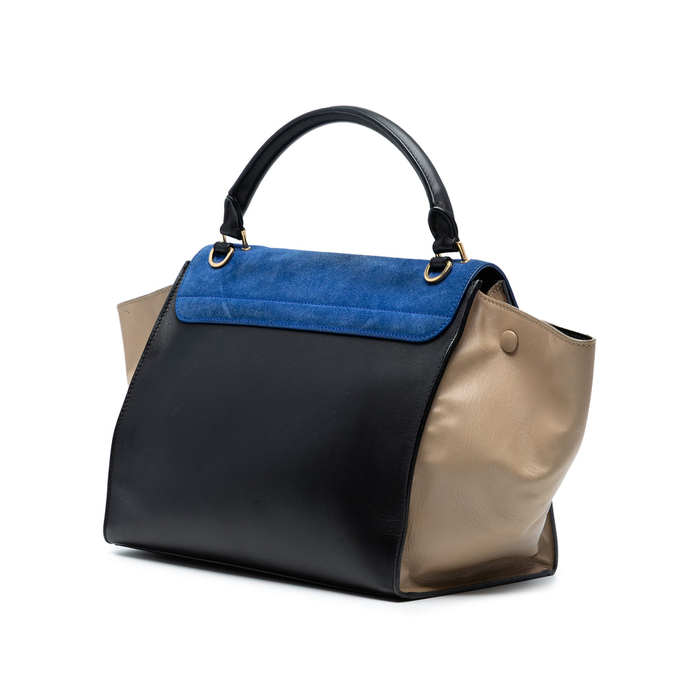 Celine Medium Tricolor Cuir de veau and Daim Trapeze Sac cartable Noir – GABY PARIS Authentique