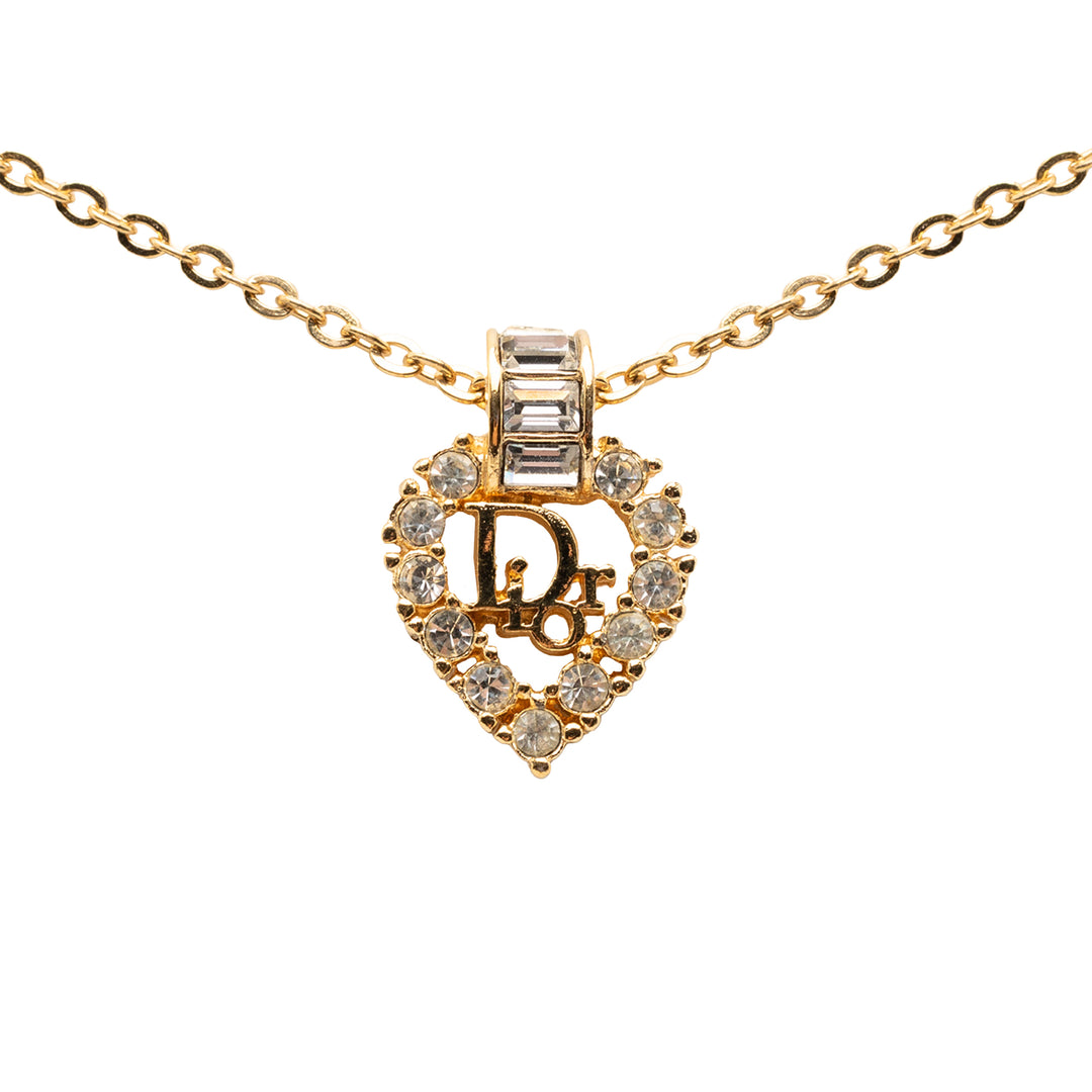 Dior plaqué Heart Cristal Pendant Collier – GABY PARIS Authentique