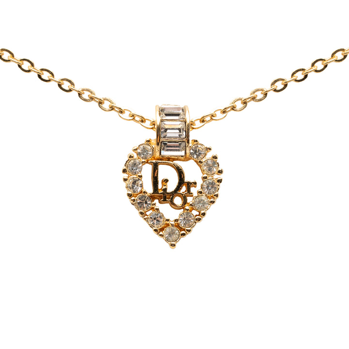 Dior plaqué Heart Cristal Pendant Collier – GABY PARIS Authentique