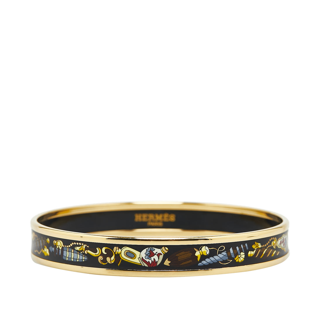 Narrow Enamel Cloisonne Bangle 65 Black - Gaby Paris