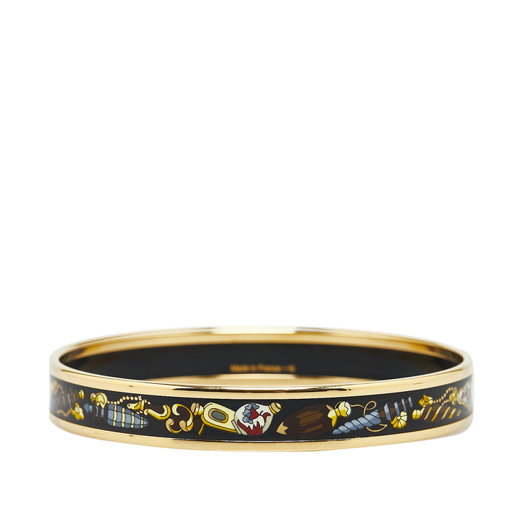 Hermès Narrow Enamel Cloisonne Bangle 65 Black - GABY PARIS