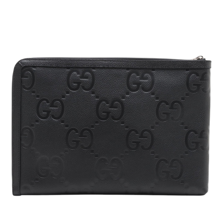 GG Pochette Jumbo Cuir de veau Noir