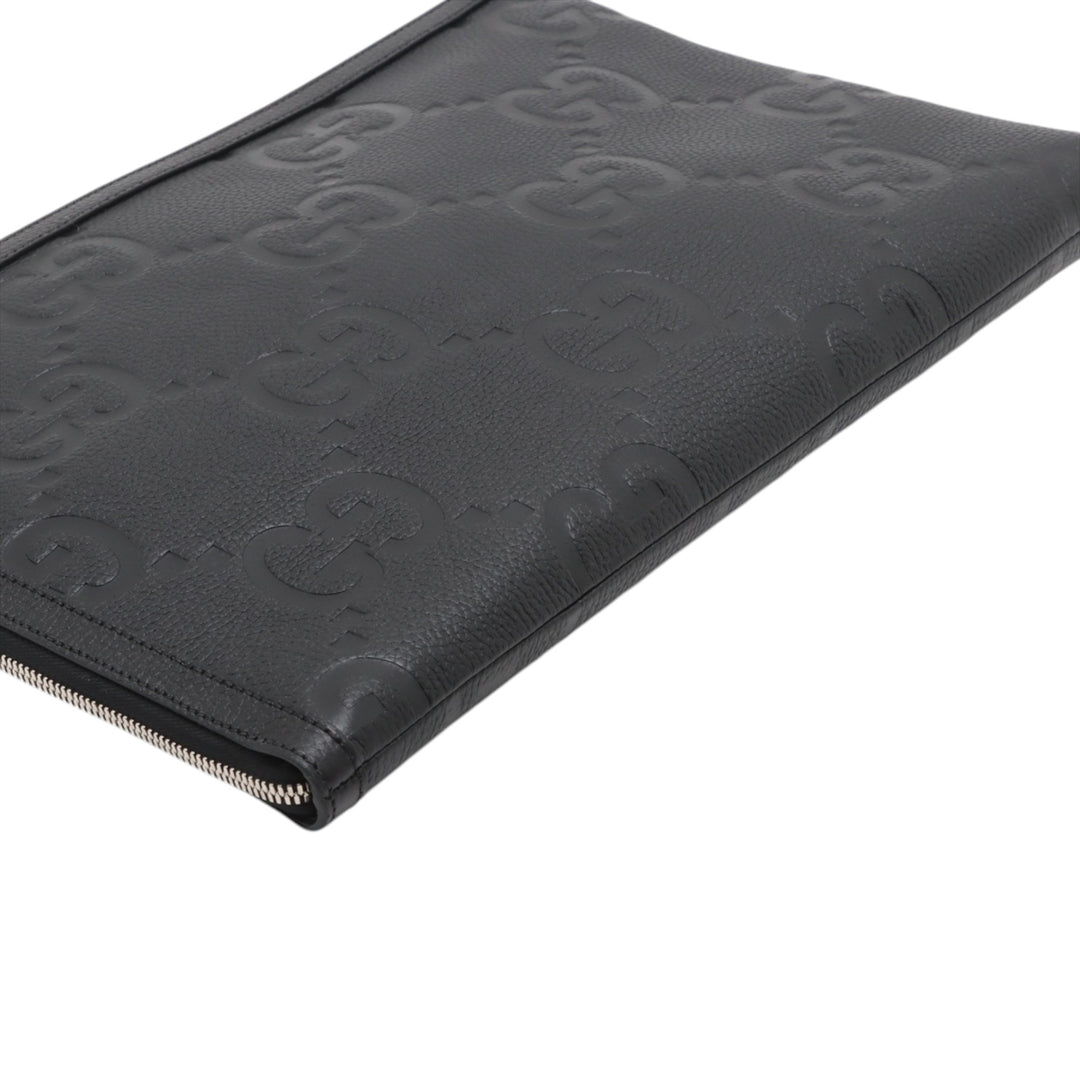 GG Pochette Jumbo Cuir de veau Noir