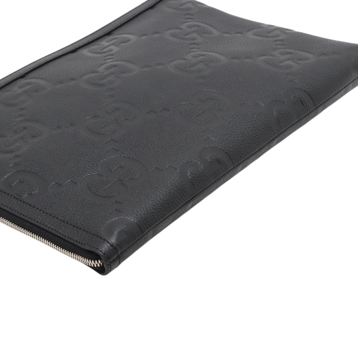 GG Pochette Jumbo Cuir de veau Noir