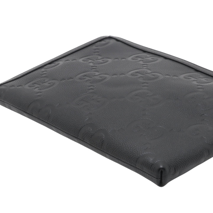 GG Pochette Jumbo Cuir de veau Noir