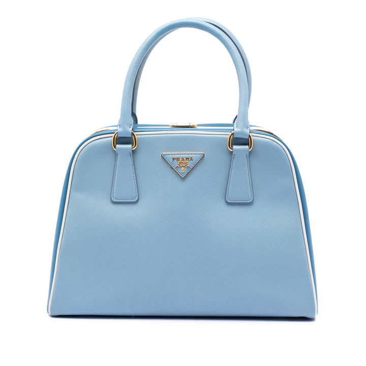 Prada Bicolor Saffiano Lux Pyramid Frame sac à anse supérieure