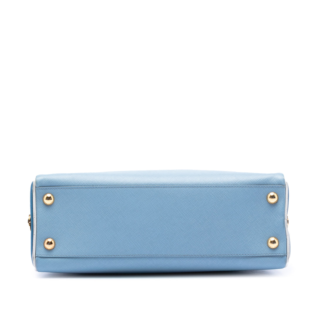Prada Bicolor Saffiano Lux Pyramid Frame sac à anse supérieure