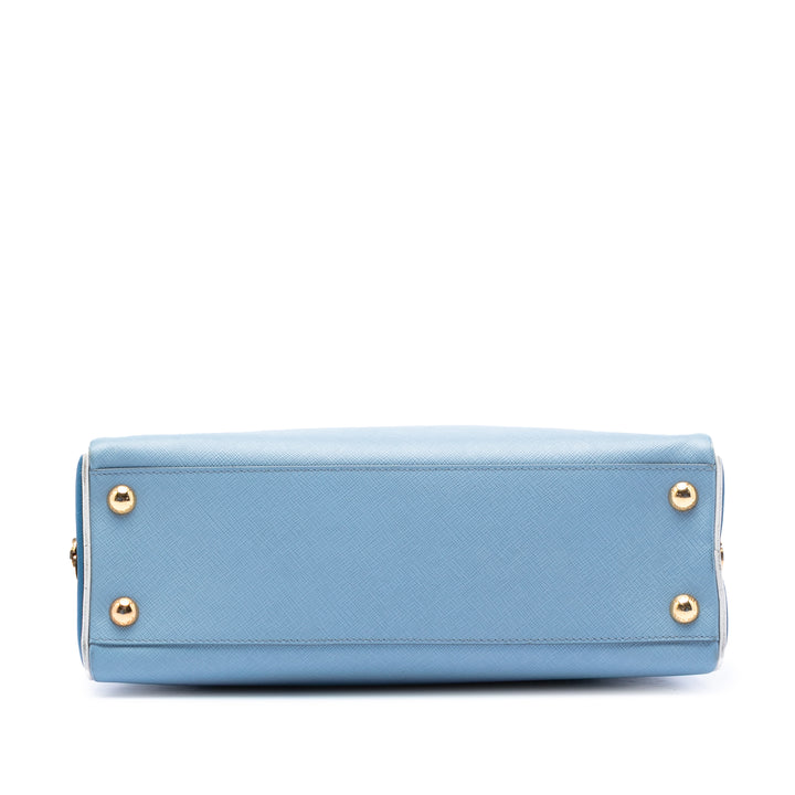 Prada Bicolor Saffiano Lux Pyramid Frame sac à anse supérieure