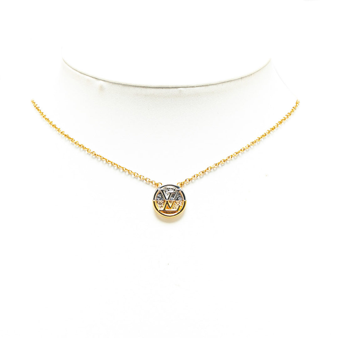 Gold Plated Bicolor Collier L to V Pendant Necklace Gold - Gaby Paris