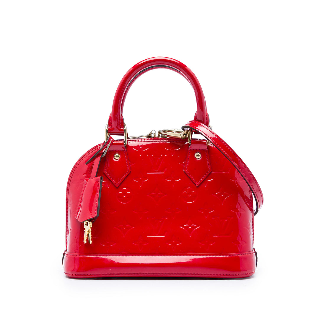 Louis Vuitton Alma BB Cuir verni Monogram Rouge – vue principale – GABY PARIS