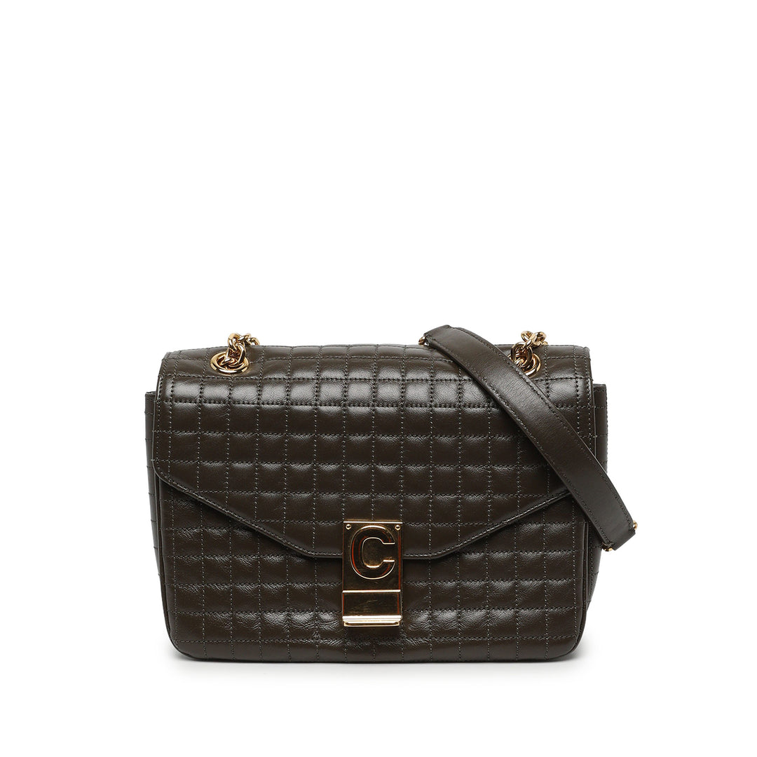 Celine Sac bandoulière Matelassé C Moyen Cuir de veau Marron – vue principale – GABY PARIS