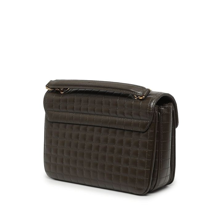 Celine Sac bandoulière Matelassé C Moyen Cuir de veau Marron – vue 2 – GABY PARIS