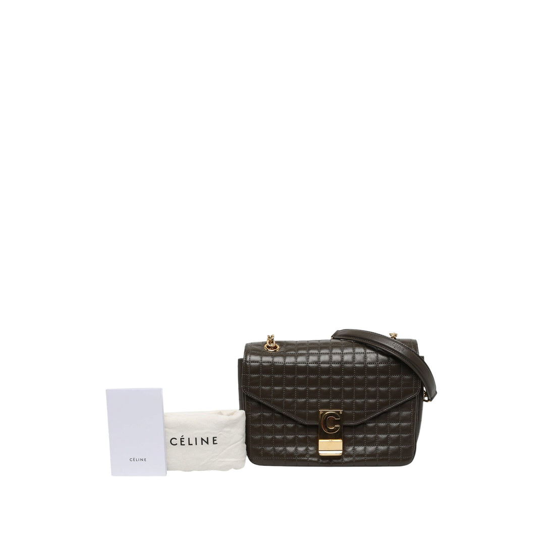 Celine Sac bandoulière Matelassé C Moyen Cuir de veau Marron – vue 7 – GABY PARIS
