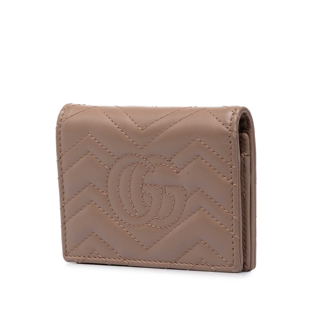 Gucci Portefeuille GG Marmont Matelasse Compact Cuir de veau Marron – vue 2 – GABY PARIS
