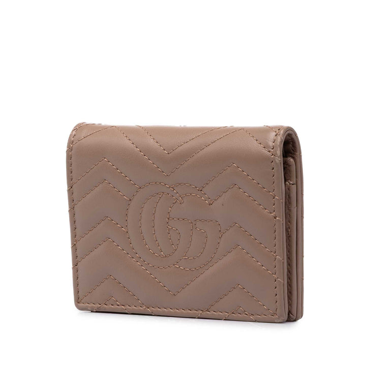 Gucci Portefeuille GG Marmont Matelasse Compact Cuir de veau Marron – vue 2 – GABY PARIS