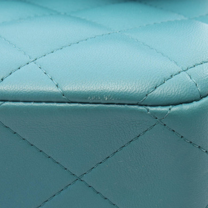 Jumbo Classic Lambskin Double Flap Blue - Gaby Paris