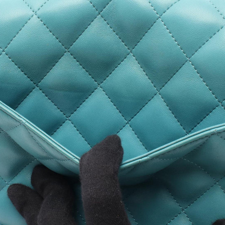 Jumbo Classic Lambskin Double Flap Blue - Gaby Paris