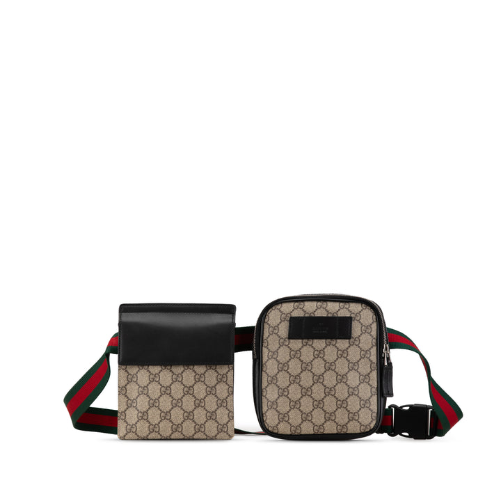 GG Supreme Web Belt Bag Brown - Gaby Paris