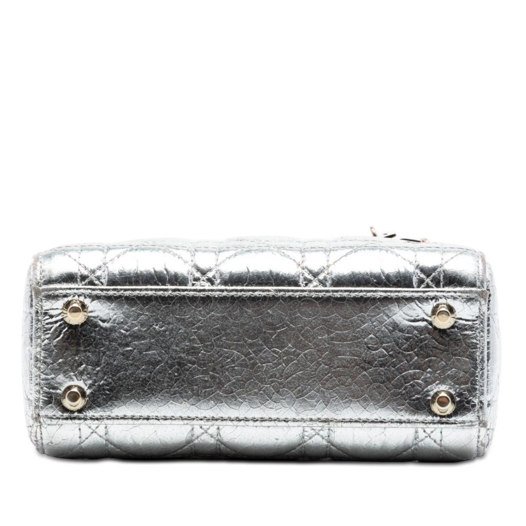 Dior Mini Metallic froissé Cuir de veau Cannage Lady Dior