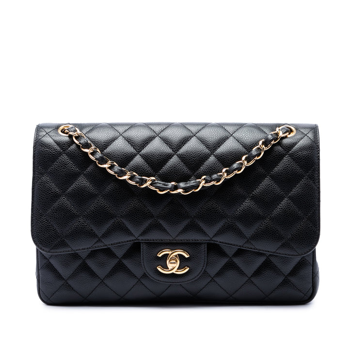 Chanel Classic Double rabat Jumbo Cuir caviar Noir – vue principale – GABY PARIS