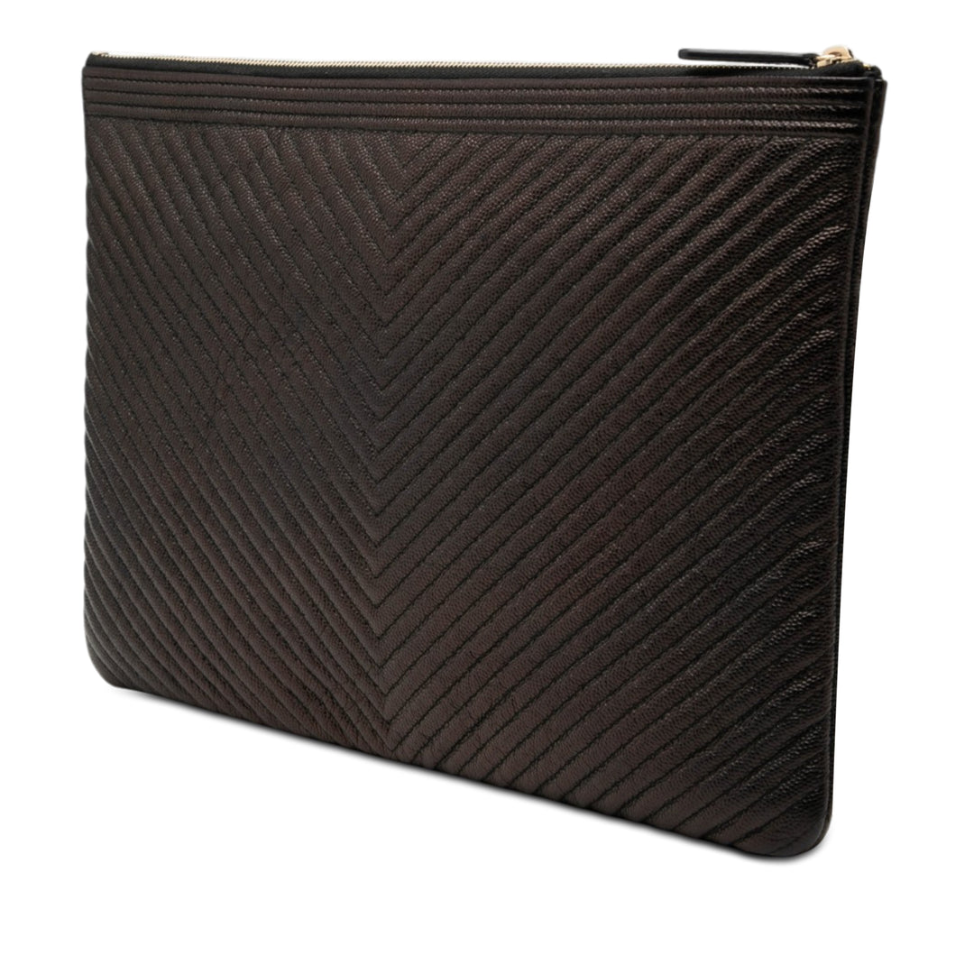Chanel Large Chevron Iridescent Caviar Boy O Étui Pochette
