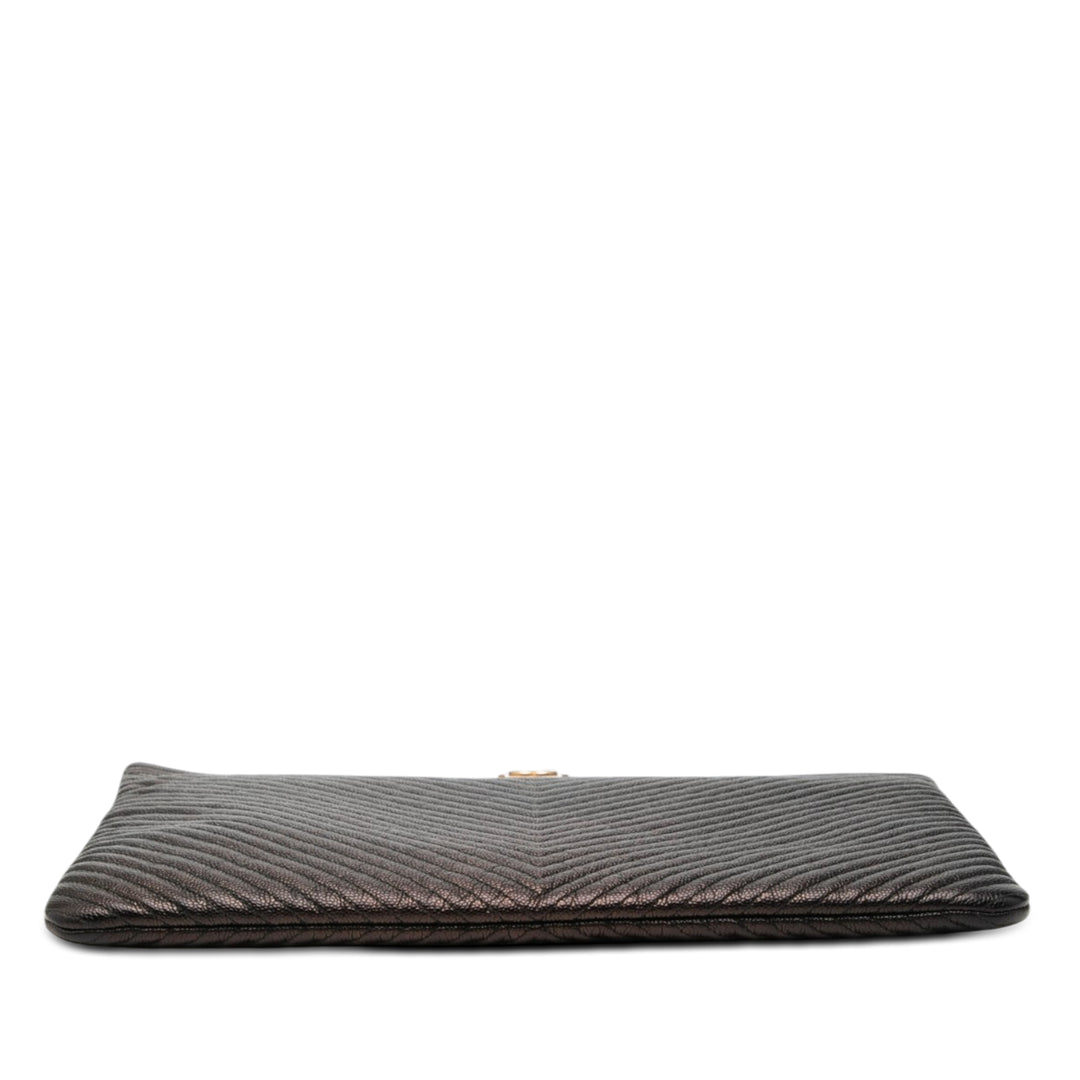 Chanel Large Chevron Iridescent Caviar Boy O Étui Pochette