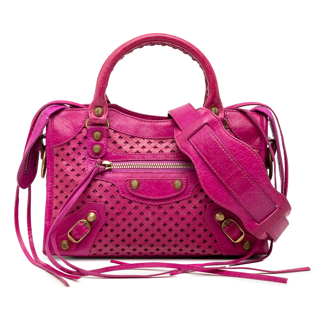 Motocross Stadio Laser Cut Cross Giant 12 City Sac Mini Cuir d'agneau Rose