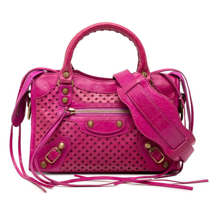 Motocross Stadio Laser Cut Cross Giant 12 City Sac Mini Cuir d'agneau Rose
