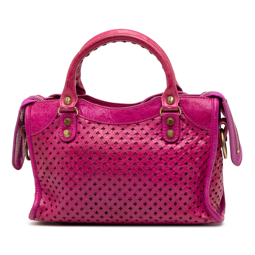 Motocross Stadio Laser Cut Cross Giant 12 City Sac Mini Cuir d'agneau Rose