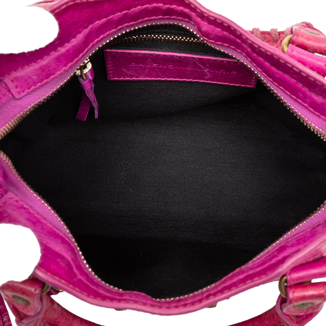 Motocross Stadio Laser Cut Cross Giant 12 City Sac Mini Cuir d'agneau Rose