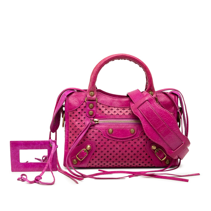 Motocross Stadio Laser Cut Cross Giant 12 City Sac Mini Cuir d'agneau Rose