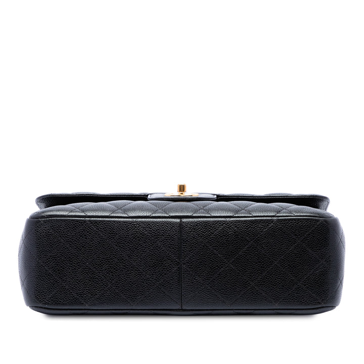 Classic Double rabat Jumbo Cuir caviar Noir