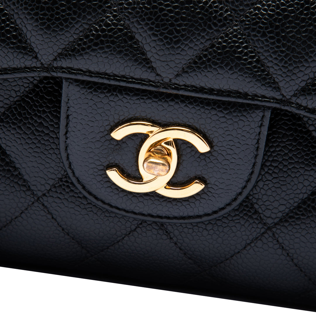 Classic Double rabat Jumbo Cuir caviar Noir