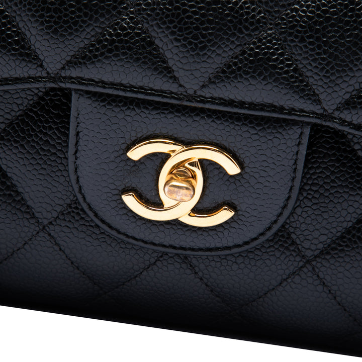 Classic Double rabat Jumbo Cuir caviar Noir