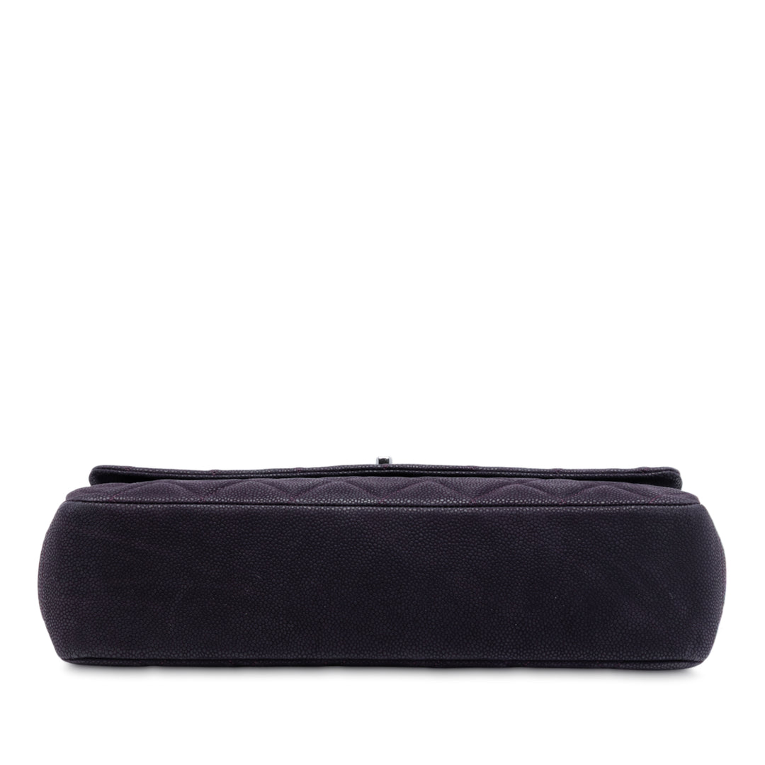 Chanel Matte Matelassé Caviar Cuir Lady Perley à rabat