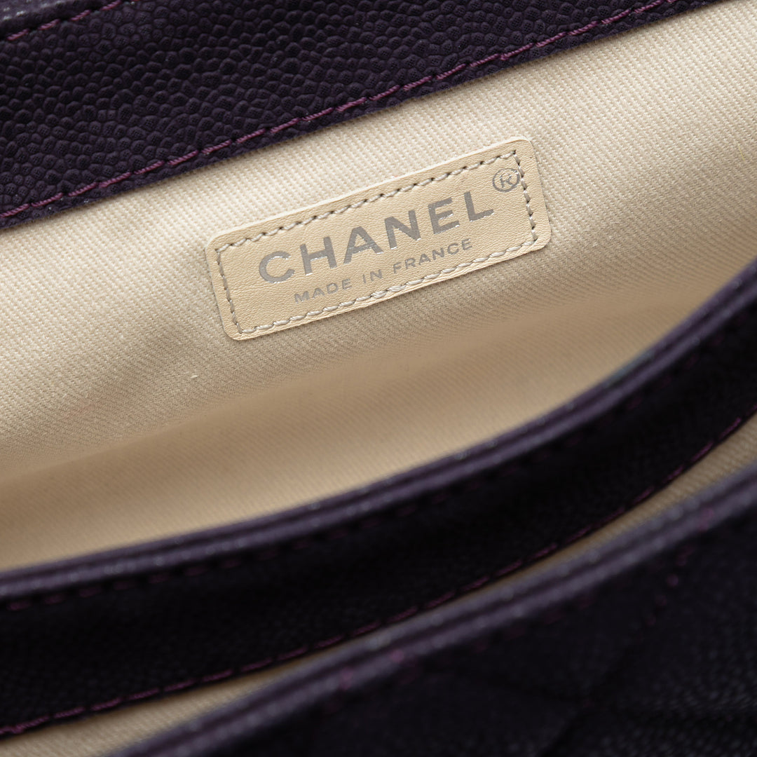 Chanel Matte Matelassé Caviar Cuir Lady Perley à rabat