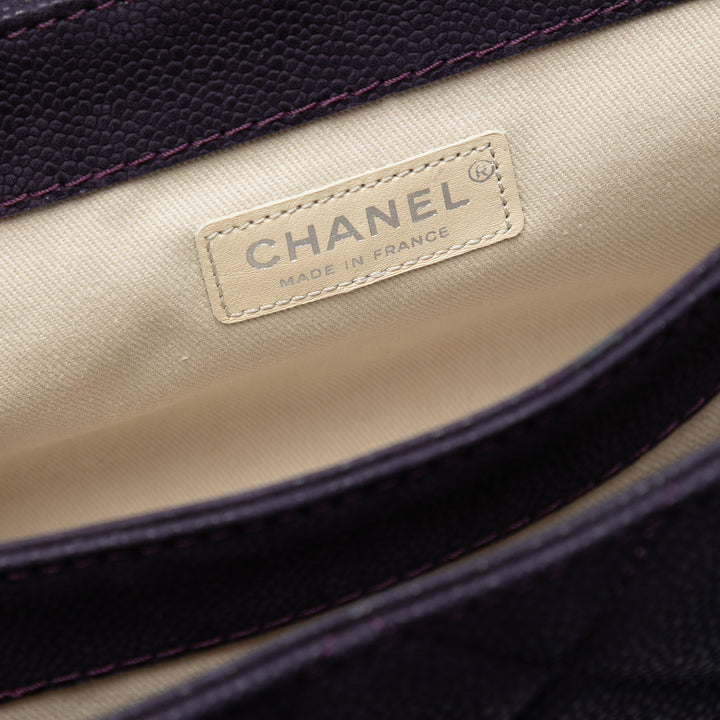 Chanel Matte Matelassé Caviar Cuir Lady Perley à rabat