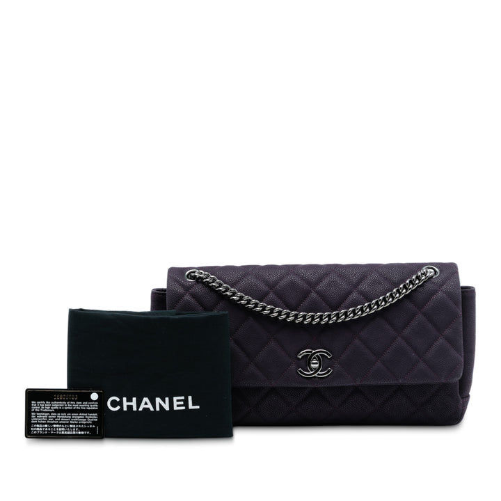 Chanel Matte Matelassé Caviar Cuir Lady Perley à rabat