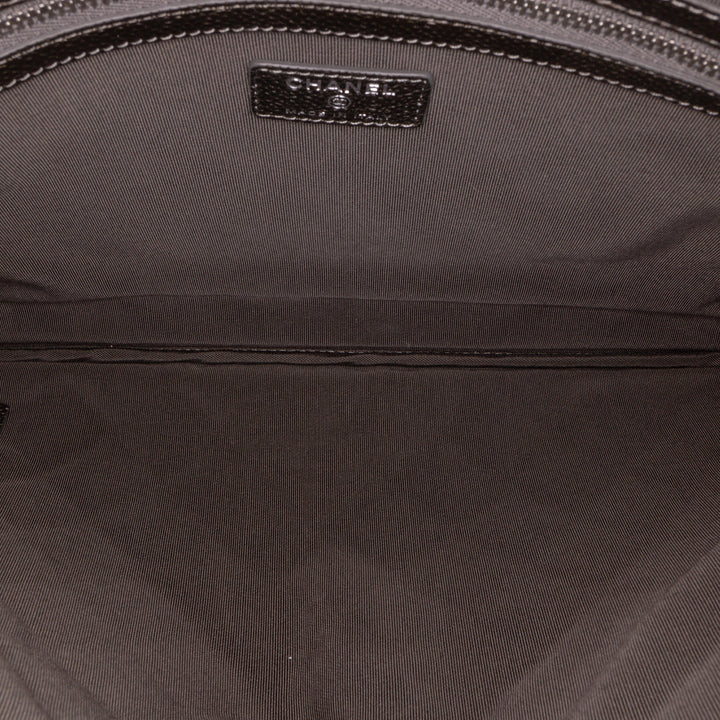 Large Quilted Caviar O Case Clutch Black - Gaby Paris