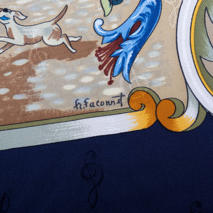 Hermès Carré Orgauphone et Autres Mecaniques 90 Bleu – vue 6 – GABY PARIS