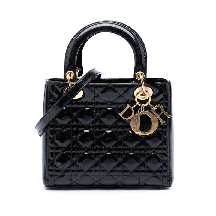 Dior Medium Cuir verni Cannage Lady Dior