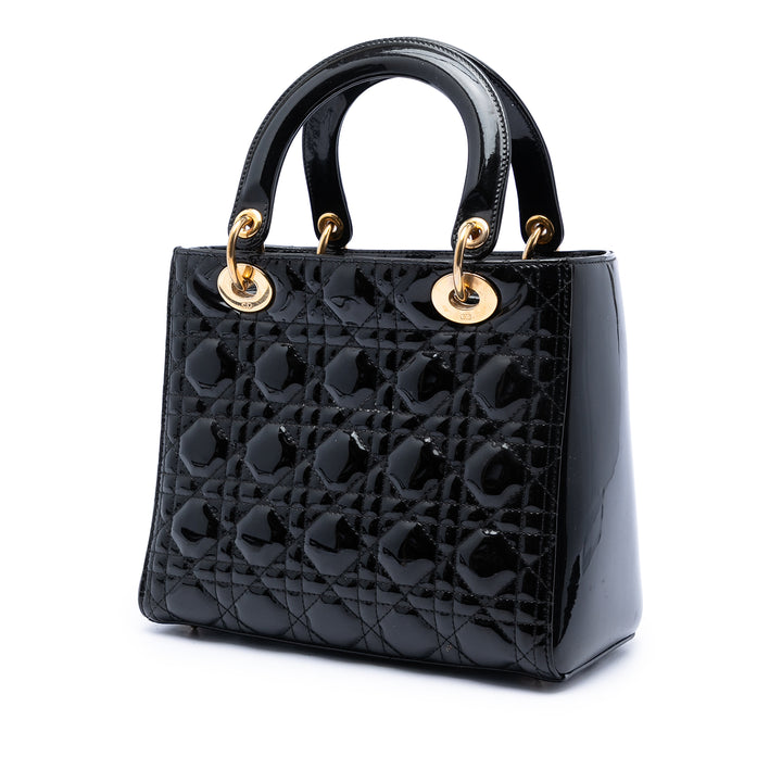 Dior Medium Cuir verni Cannage Lady Dior